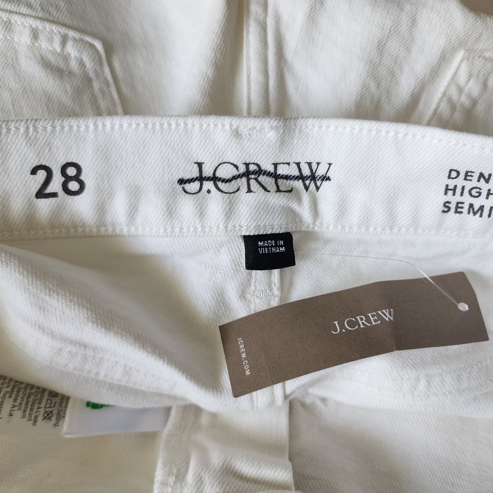 J.Crew Jeans Womens Size 28 White Denim Trousers Wide Leg Stretch Patch Pocket - Picture 4 of 12